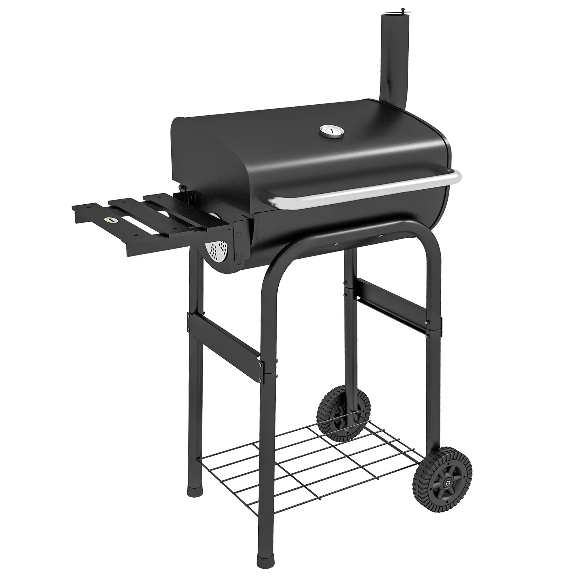 Barbecue Charbon Titanus – Chariot de Cuisson avec Thermomètre, Étageres et Roulettes